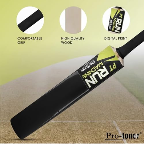 Image of Protoner Wooden Metallic Cricket bat for Tennis bat Play (Black, No.5,Age8+(31inch))
