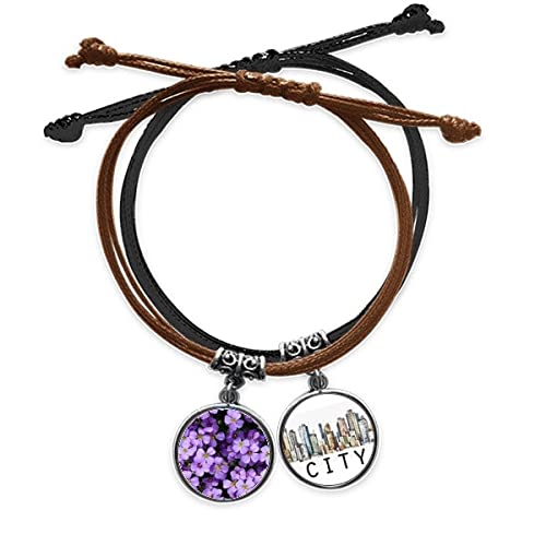 Bracelet corde violette chaîne main cuir Sidi tendance romantique