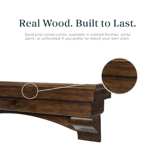 Image of MANTELSDIRECT Mantels Direct Salem Wood Mantel Shelf with Arched Corbels - Rosewood 72 Inch | Wooden Rustic Wall Mounted Shelf from Pine Wood - Perfect for Fireplaces, TVs & Decor