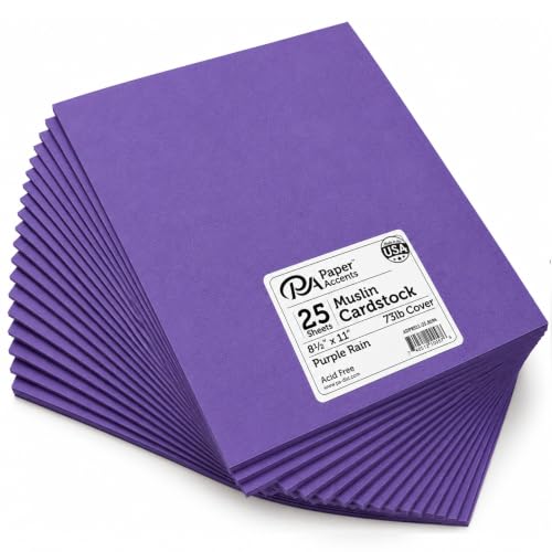 Paper Accents Muslin Texture Cardstock, Purple Rain, 8.5x11 Inch, 25 Pack, 73lb, Scrapbooking Card Making and Crafts