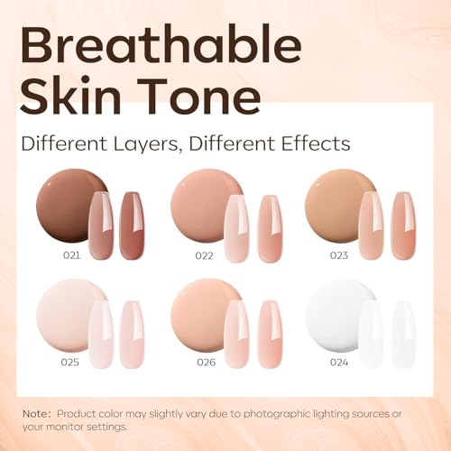 Image of modelones Gel Polish Builder Nail Set, Base Colors 8-in-One Jelly Caramel Brown Latte Clear Builder Nail Gel for Nails Strengthener Hard Extension Rubber Lamp Cured 6 Colors