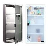 ODT Edelstahl Apotheke Schrank Medizinschrank Arzneischrank Erste Hilfe Schrank mit Schloss Gross XXL (Silber, 60x30cm)