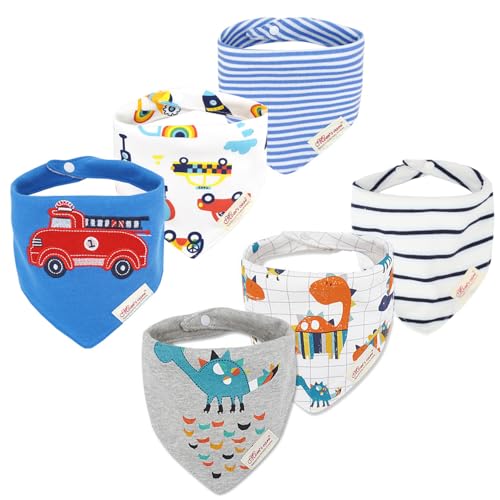 Yafane Lot de 6 bavoirs pour bébé en coton pour bébé en coton et bandana pour bébé Drool chiffon pour rotin, ultra absorbants de 0 à 24 mois (multicolore 06)