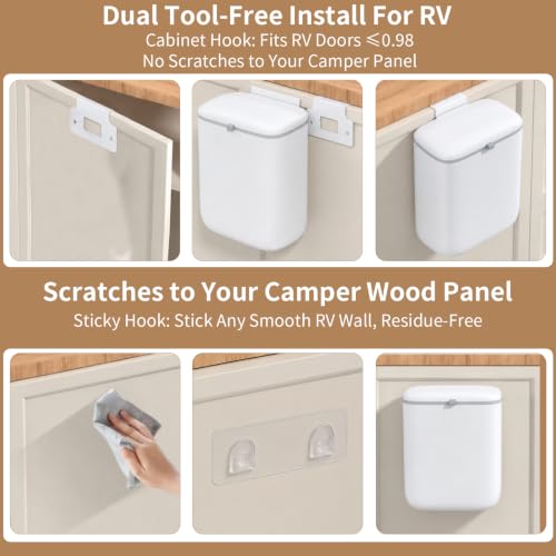 Caneca de basura plegable rectangular blanca para RV miniatura 6