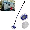 Upgrade Car Wash Brush with Long Handle, EAFC Microfiber Car Wash Mop with 2 Replaceable Chenille Brush Head, Soft Cleaning Brush 15° Curved Extension Pole Car Wash Kit for RV Truck Camper, Blue