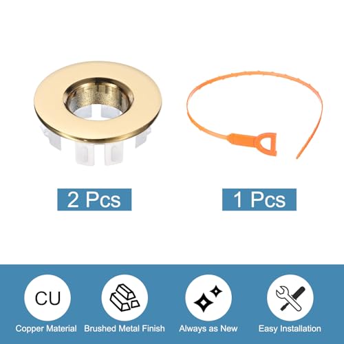 Anneau de trop-plein laiton uxcell lot de 2 dorés pour évier et lavabo de salle de bain