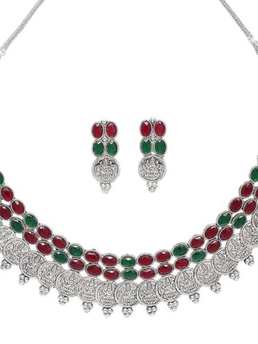 Juego de joyas Kundan para bodas y eventos especiales en rojo y verde S