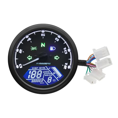 WSNZYT Tablero Instrumentos Motocicleta Tacómetro y odómetro de 12000 PRM para Motocicletas de 1 a 4 Cilindros, medidor Digital para Motocicletas.