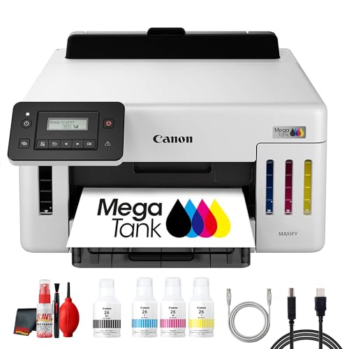Image of Canon MegaTank GX5120 Inkjet Color Printer for Home Office, Schoolwork, Documents, Crafts and Wireless Printing from Devices (6884C002) + Printer Cable + Cleaning Kit + More (9pc Bundle)