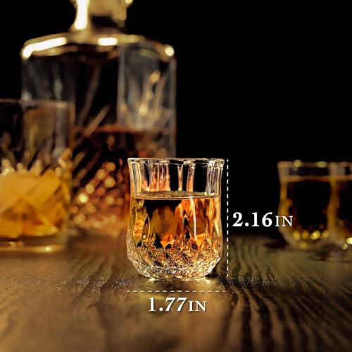 Image of bellemax Classy Shot Glass for Espressos, Spirits & Liquors,Whiskey, Vodka Shot, Tequila Shot, Wine Tasting, Cocktail Pour, Bar Accessory & Home Decor Parties Glasses Set of 6 (BR-01)