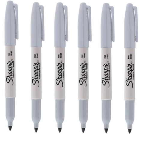 Sharpie Fine Point Permanent Marker Pen Celestial Grey 6 Pack