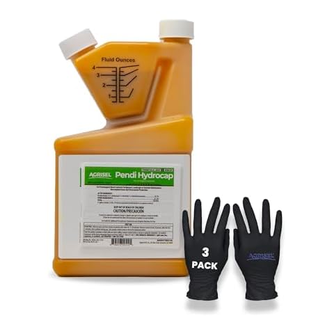 Agrisel Pendi Hydrocap Weed Killer, Pre-Emergent Formula, Effective on 40+ Broadleaf Weeds and Grasses, No-Stain, Mixes Easily, Pet Safe, Includes 3-Pack of Agrisel Protective Gloves, 32 Ounces Cover