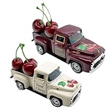 Tanxier Metall LKW - LKW Mit 3 Kunstlichen Fruchten | Tischation, Kreatives Fahrzeug Deko Kuche Ferienhaus Bauernhaus Klassenzimmer Tischmittelpunkt