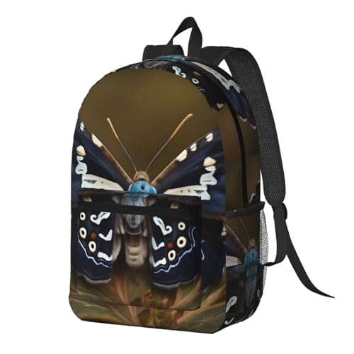 Sac à la mode multi-poches imprimé ailes de mites noir 43,2cm - 2
