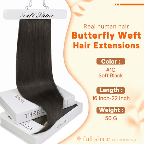 Image of Full Shine Butterfly Weft Hair Extensions, 16 Inch Dark Ash Brown 50G | Invisible Pu Holes Weft, Thin Double Layer, Seamless Micro Beads Installation, Cuttable Hairpiece, Natural Look for Women
