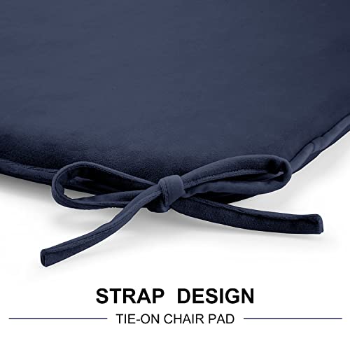 Lovtex Chair Cushions For Dining Chairs 4 Pack - 17"X16"X1.5" Kitchen Chair Cushions - Dining Chair Pads With Ties, Navy #TOP3