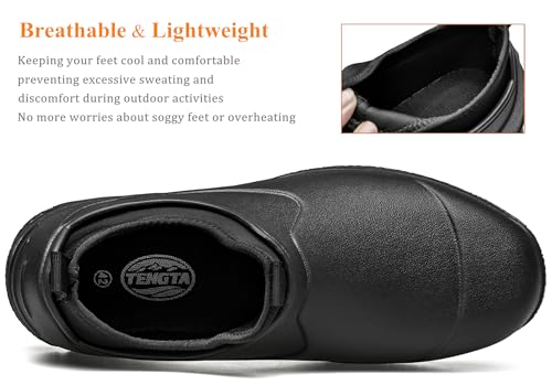 TENGTA Unisex Waterproof Neoprene Garden Shoes Mens Slip-On Mud Rain Boots for Gardening, Mowing, and Outdoor Use4