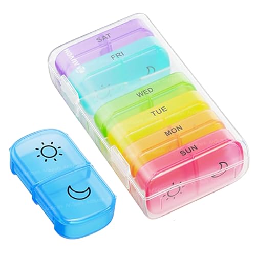 Pill Organizer Box – 2 Times A Day 7 Day Pill Box Holder, Medicine Organizer Holder, Portable Medicine Case with Separate Compartments, Tablet Container Box for Daily Pill Organizer Box – 2 Times A Day 7 Day Pill Box Holder, Medicine Organizer Holder, Portable Medicine Case with Separate Compartments, Tablet Container Box for Daily