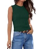 Ezbelle Women's Knit Sweater Summer Crop Shirt Sxey Trendy Fashion Sleeveless Layer Tank Top Ladies Clothes Work Office DarkGreen Medium