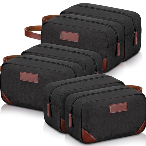 Eccliy 6 Set Groomsmen Gifts Men Toiletry Bags Men's Travel Shaving Kit Bathroom Bags Water Resistant Toiletry Case for Wedding Groomsman Proposal Gift Travel Accessories(Black)