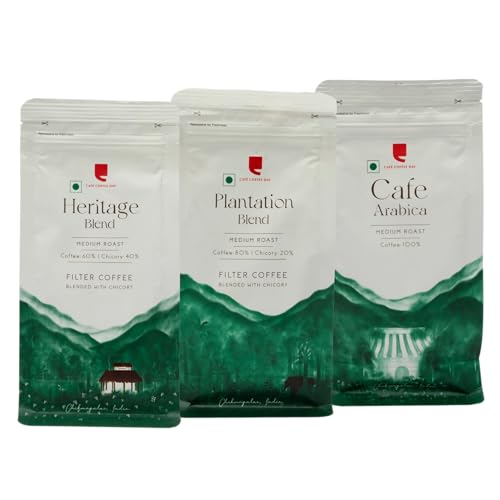Image of Cafe Coffee Day- Starter Triple Pack (Arabica, Magnum, Charge) | Filter Coffee Powder | Ground Coffee Powder | Medium Roast | Combo Pack (Pack of 3-200 gms Each) | Morning Coffee |