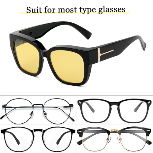 Night Vision Driving Glasses for Women Men Polarized Fit Over Prescription Glasses Anti Glare Fit Night Drive3