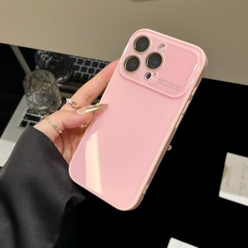 Coque iPhone 13 Pro Max en verre trempé rose brillant pour éviter les rayures au dos
