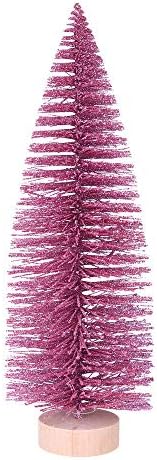 Table Christmas Tree 5.9/7.8/9.8/11.8 Inch Desktop Miniature Pine Tree Pink Tabletop Mini Christmas Tree in Wooden Base Xmas Decoraction Holiday Artificial Xmas Tree Model Decors (D=11.8 Inch)