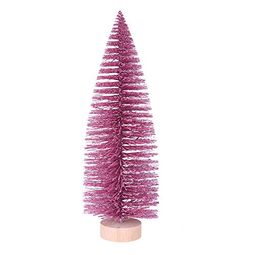 Table Christmas Tree 5.9/7.8/9.8/11.8 Inch Desktop Miniature Pine Tree Pink Tabletop Mini Christmas Tree in Wooden Base Xmas Decoraction Holiday Artificial Xmas Tree Model Decors (D=11.8 Inch)