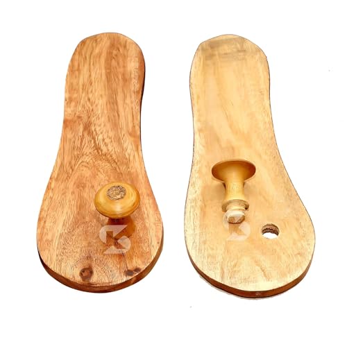 Image of Wooden Sleepar Slippers Khadau Foot Feet Slippers chappal /Khadau Slepers Brown