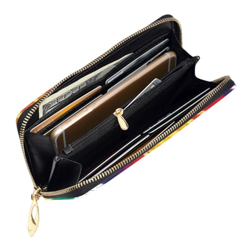Leather Wallet for Women & girls, Fashion Long billfold Wallets, Durable Ladies purse for Daily, tie dye rainbow ID card package, Slim Thin RFID Blocking Credit Card Wallets with Zipper Coin Pocket4