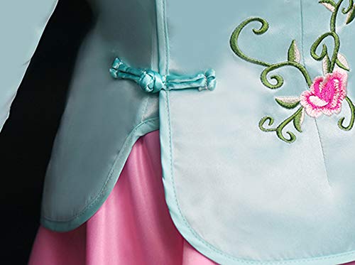 Image of CRB Fashion Chinese Qipao Kids Girls Top Shirt Skirt Dress Clothing Hair Clips Outfit 4 PIECE SET (Pink Purple, 7 to 8 Years)