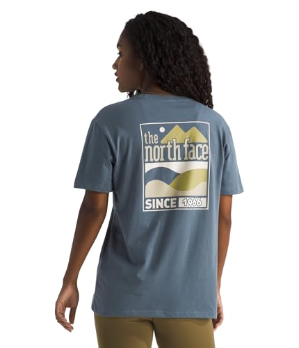 The North Face Women's Exploring Since '66 Relaxed Short Sleeve Tee - Casual Graphic T-Shirt, Regular Fit, Cotton Fabric, Granite Grey, Large