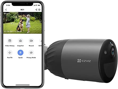 EZVIZ Battery Security Camera Outdoor, 210-Day Life, 1080P Colour Night Vision, Built-in 32 GB eMMC, 2MP Resolution, Two-way Audio, Waterproof, PIR, No Hub Required, Work with Solar Panel (BC1C)