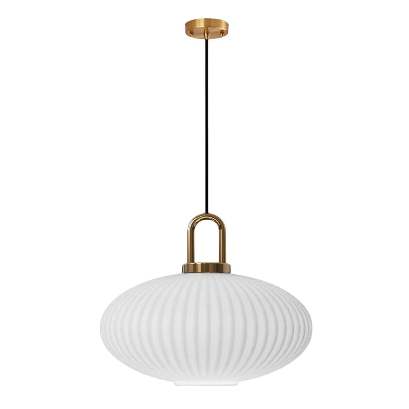 EKSED Lámpara colgante de cristal blanco con acabado en oro bronce, lámpara colgante de luz de techo retro moderna para mesita de noche, mesa de comedor, isla de cocina