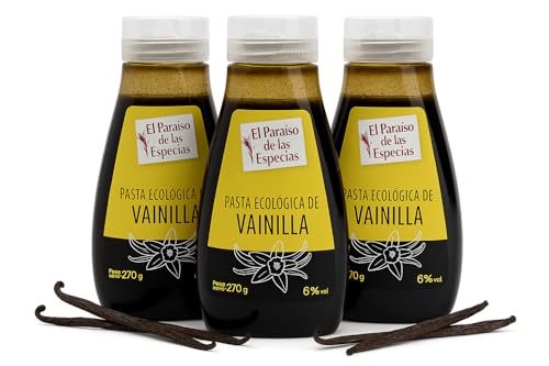 Vainilla en Pasta 270gr – Pack de 3 unidades – El Paraíso de las Especias – Extracto Natural con Semillas, Sin Aditivos, Ideal para Repostería Gourmet, Helados y Postres