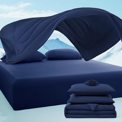 Breescape Cooling Comforter Set, Queen, Twilight Blue