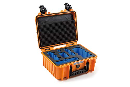 B&W Outdoor Cases Tipo 3000 Orange con dji Mavic Air 2 Inlay Maleta para dji Mavic Air 2 o dji Mavic Air 2 Fly More Combo, hasta 5 baterías.