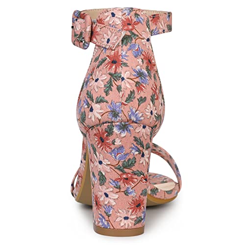 Image of Allegra K Women's Floral Print Open Toe Block High Heels Summer Sandals