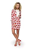 OppoSuits - Queen of Hearts - Verrückter Anzug mit lustigen Drucken für Frauen - Komplettes Set: Jacke und Rock