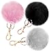 3 Stück Schlüsselanhänger Plüsch Künstliche Kaninchenfell Keychain,Schlüsselanhänger für Damen,8 cm Flauschigen Ball Pom Pom Schlüsselanhänger Anhänger Dekoration Rucksack Auto Keychain