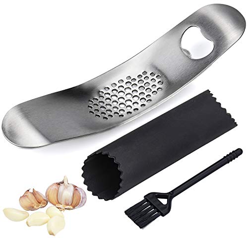 TEESIN Knoblauchpresse, Knoblauchschneider Edelstahl Rostfrei Handbuch,Ingwer Smasher Crusher Squeezer Slicer Küchenhelfer Einfach zu Verwenden und Reinigung Cover