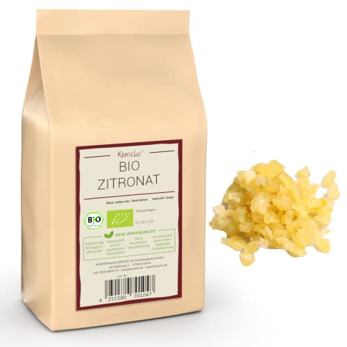 250g BIO Zitronat Würfel zum Backen – Zitronat BIO ohne Aroma-Zusatz – BIO Citronat in...