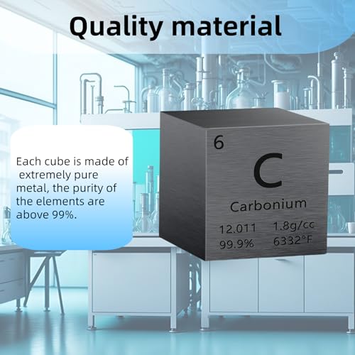 Image of Carbonium Cube, Cube Metal Density Cube Metal Element Cube Periodic Table of Elements Collection Education Science with Cube High Density Cube Block 1 inch