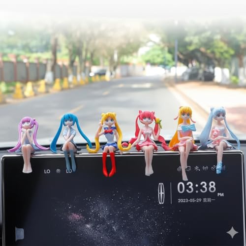 Image of YOURKARTS.COM Mini Showpiece Cute Girl Pack of 6 Mini Figurines | Decorative Set for Car Dashboard, Home Decor or Desk Display | Small Cartoon Statues | car Accessories