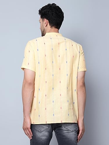 Image of LATEST CHIKAN Men's Cotton Regular Casual Strped Short Kurta Half Sleeves - (SK-LJ.DS.AS)