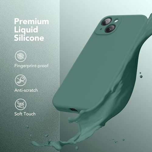 Image of Magnetic for iPhone 14 Case, Compatible with MagSafe, [Full Camera Protection][Screen Protector] Silicone Shockproof Protective Phone Case for iPhone 14 6.1 inch, Midnight Green