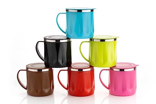 Image of Traveling Mug Coffee Mug - Stainless Steel Double Walled Insulated Coffee Mug with Lid, Plastic Covered Tea Mug to Carry Hot & Cold Beverages for Kids, Girls, Boys, Students, Travel