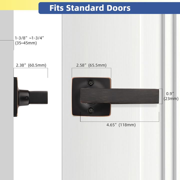 GOBEKOR Lot De 6 Poignées De Porte D'intérieur En Bronze
