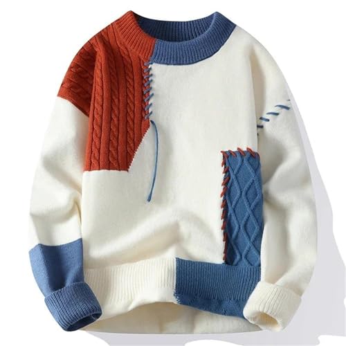 Men's Patchwork Sweater - Trendy High Street Fashion Winter Warm Top Mens Street Clothing2